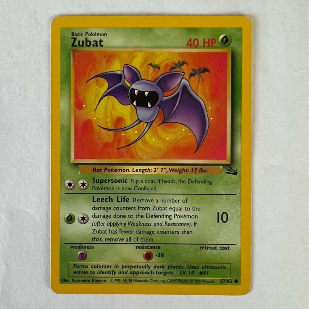 Vintage Pokemon Zubat Playing Card